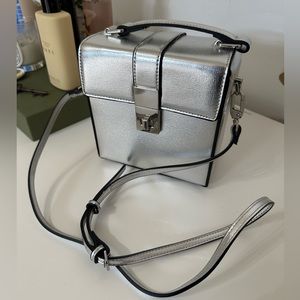 Silver square crossbody bag